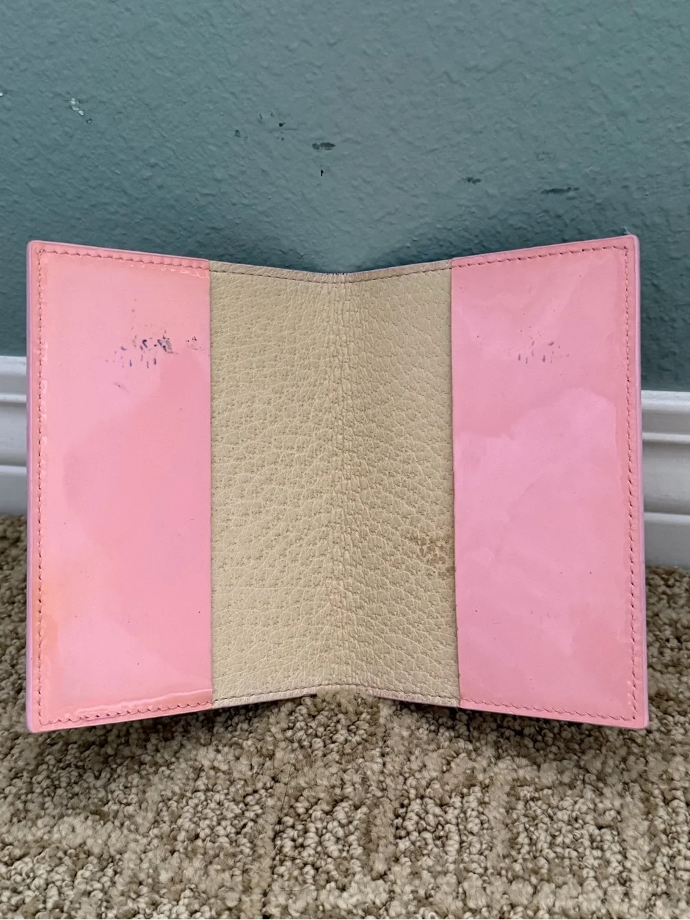 Pink Glossy Tiffany & Co Leather Passport Holder